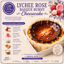Lychee Rose Basque Burnt Cheesecake