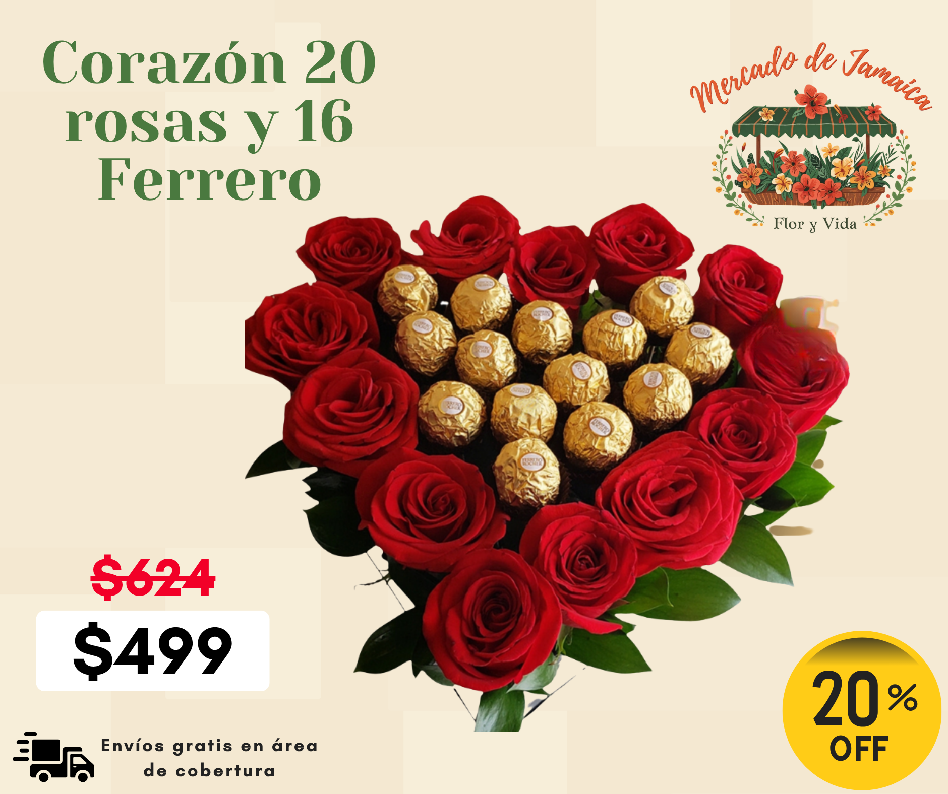 Corazón 20 rosas y 16 Ferrero_0