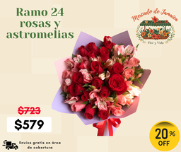 Ramo 24 rosas y astromelias