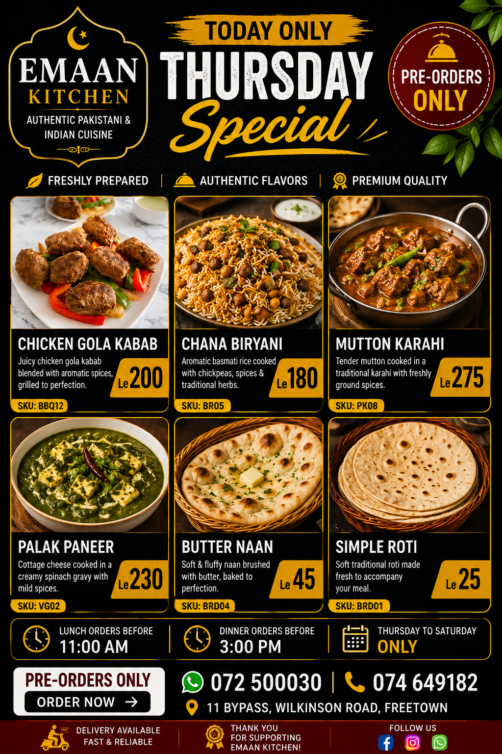 Thursday Menu