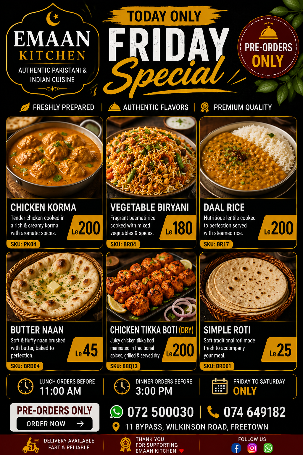 Friday Menu