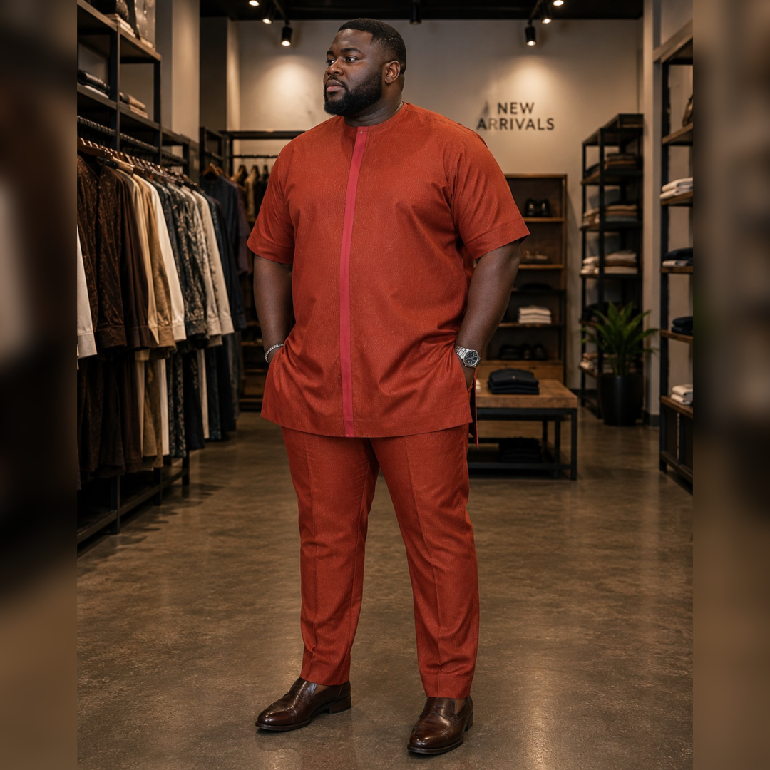 Luceez Male Burnt Orange Plus Size Set 4xl