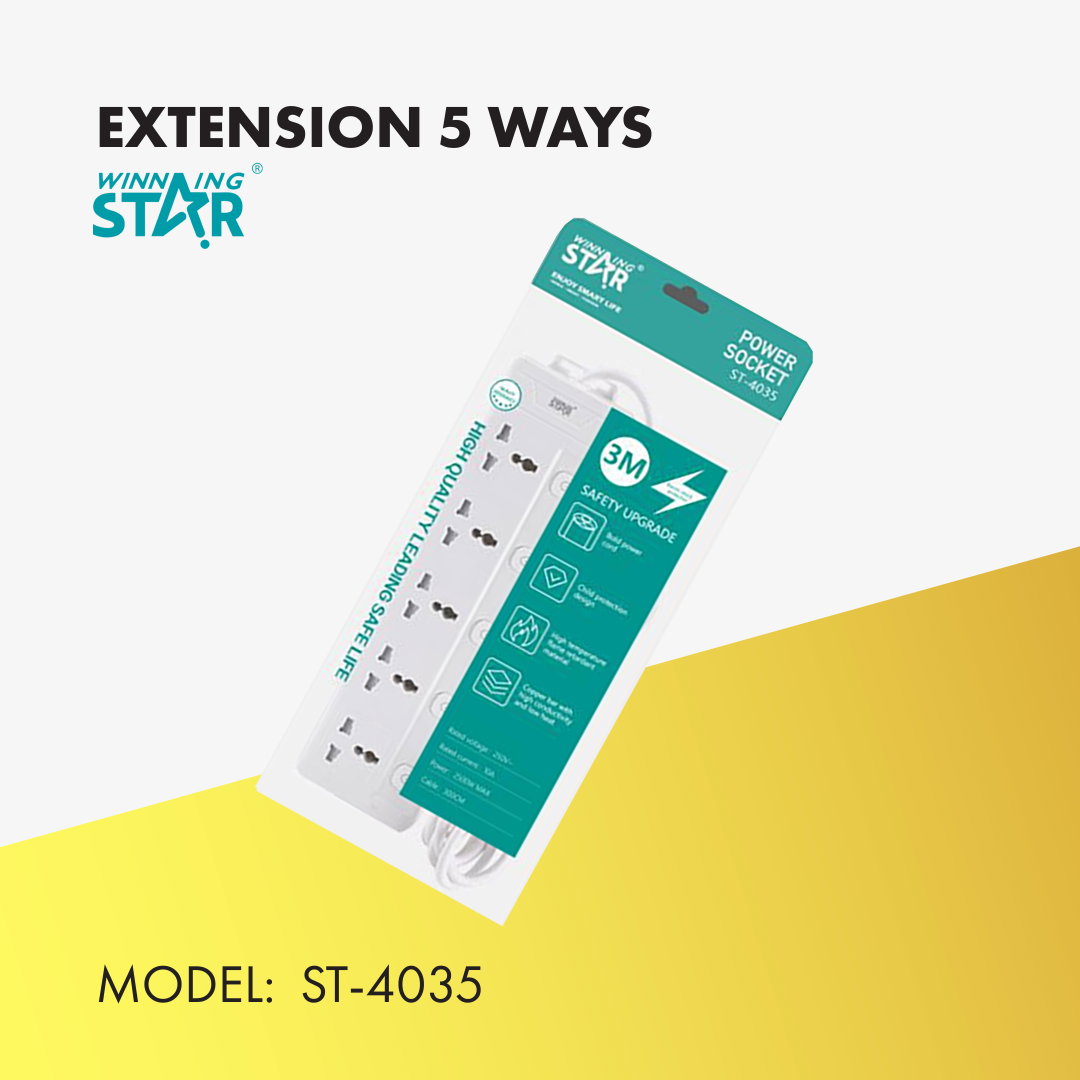 WINNINGSTAR SOCKET EXTENSION 5 PORTS ST-4035