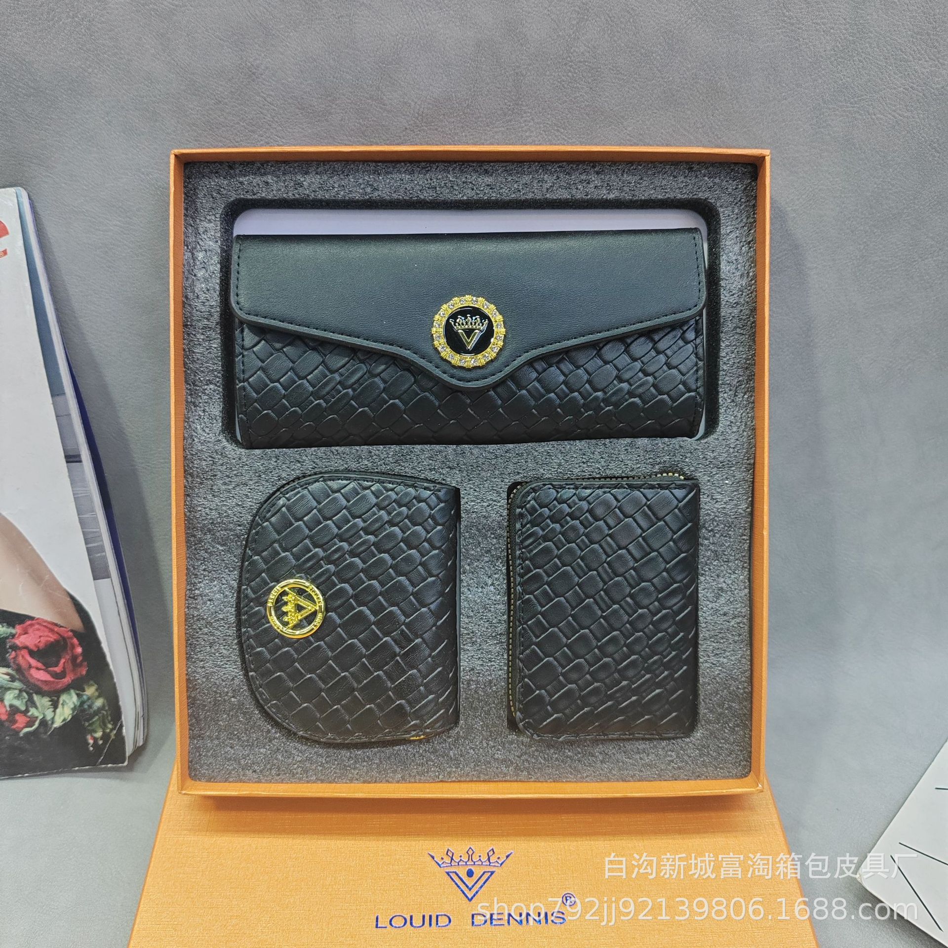Coffret 3 Pièces Femme (Portefeuille + Porte-cartes + Pochette)_6