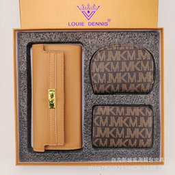 Coffret 3 Pièces Femme (Portefeuille + Porte-cartes + Pochette)