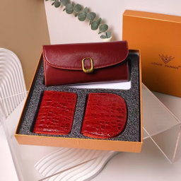 Coffret 3 Pièces Femme (Portefeuille + Porte-cartes + Pochette)