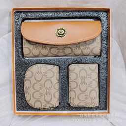 Coffret 3 Pièces Femme (Portefeuille + Porte-cartes + Pochette)