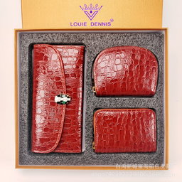 Coffret 3 Pièces Femme (Portefeuille + Porte-cartes + Pochette)