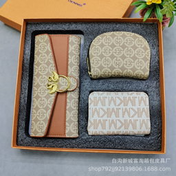 Coffret 3 Pièces Femme (Portefeuille + Porte-cartes + Pochette)