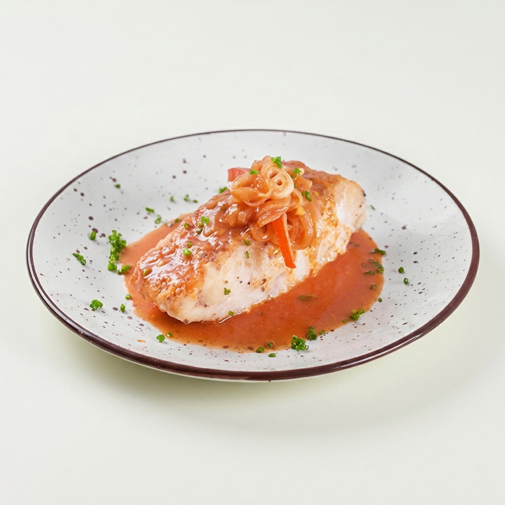 Pescado en salsa de tomate cherry 