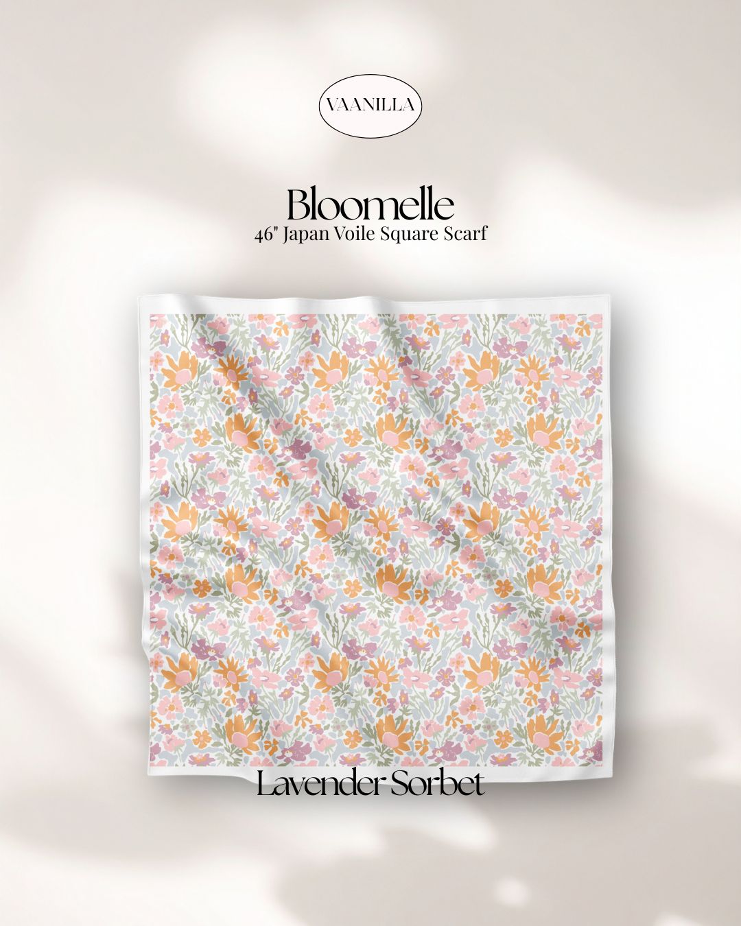 Bloomelle Scented Japan Voile Square Scarf in Lavender Sorbet