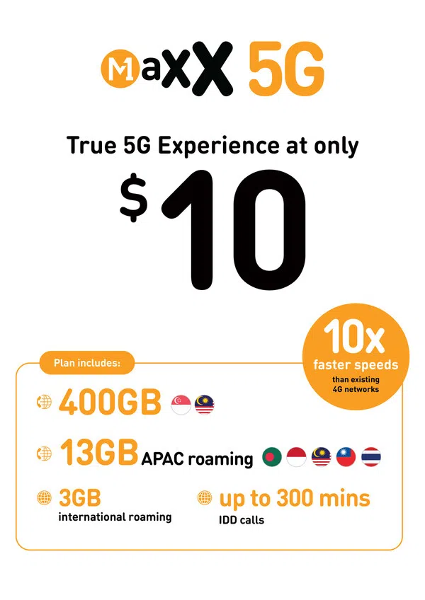 Maxx 5G* $10 500GB (SG + MY + ID + HK + TH Roaming) with IDD Add-on Plan_3