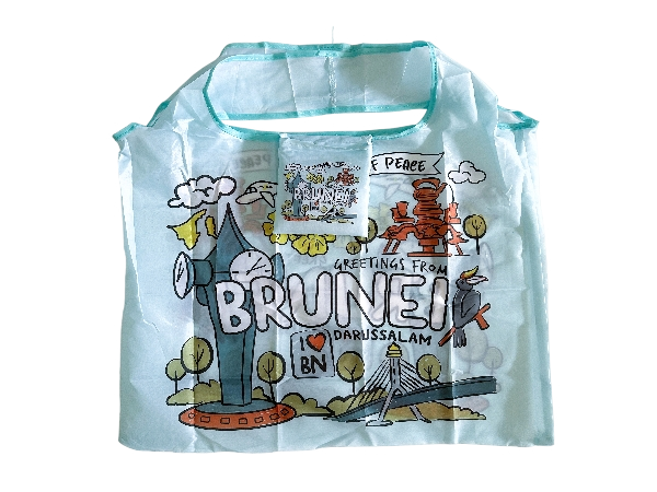 Foldable Shopping Bag - Street Doodle Blue 56x67cm