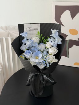 Moonlight Blue Soap Flower Mixed Bouquet 