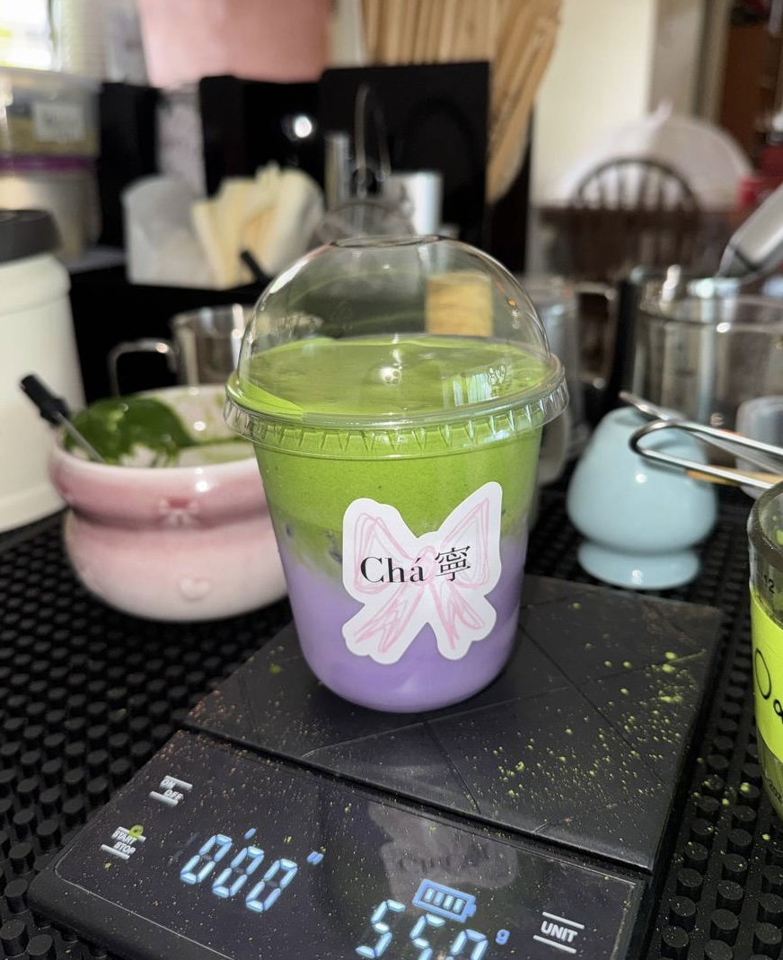 Oat Taro Matcha Latte🍠 