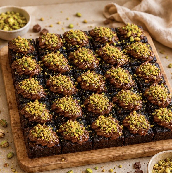 Fudgy Brownies (Pistachio Nutella) 36pcs (mini bite size)_0