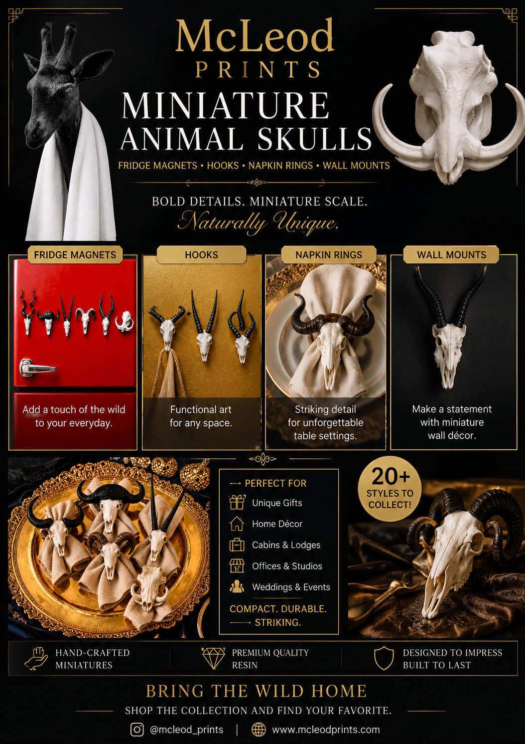 BIG 5 Skull NAPKIN RINGS 