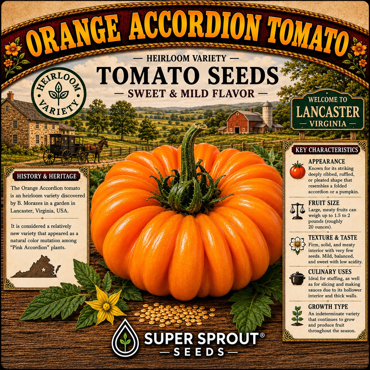 🍅ORANGE ACCORDION TOMATO🍅 x 10 organic seeds_2