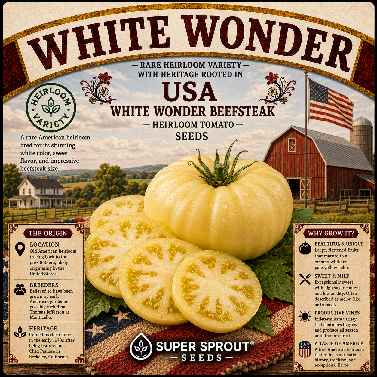 🍅WHITE WONDER/GREAT WHITE BEEFSTEAK TOMATO🍅 x 10 seeds_2