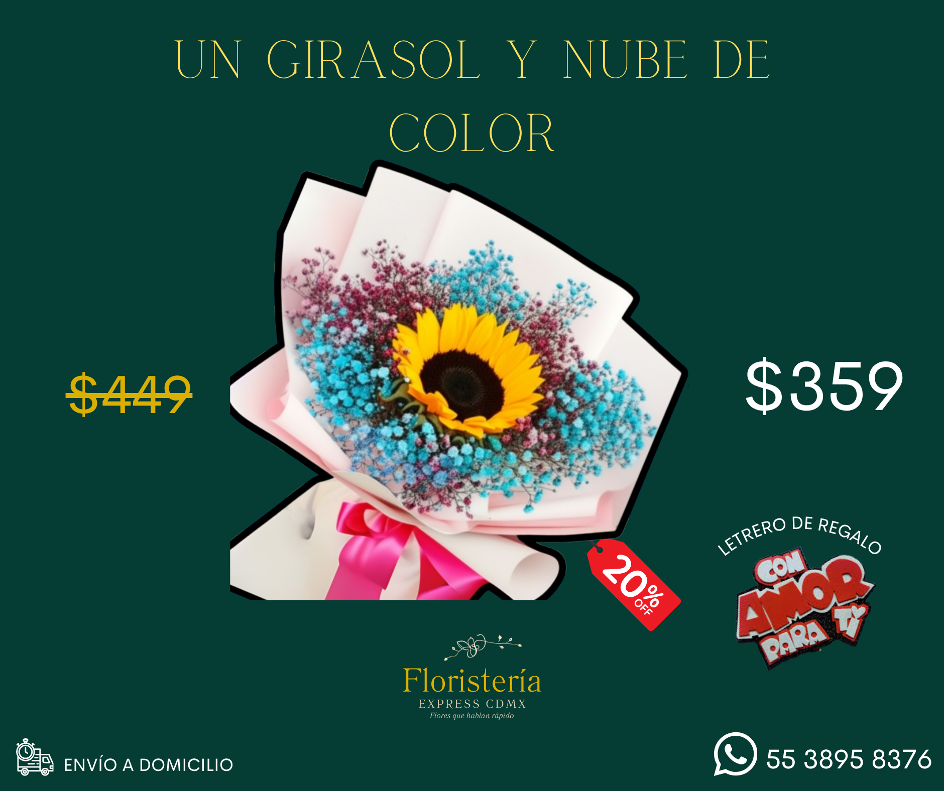 Un girasol y nube de color_0