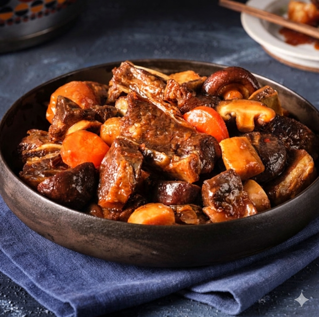 Galbi-jjim (Braised Beef Short Ribs) (500g of raw beef short ribs)
