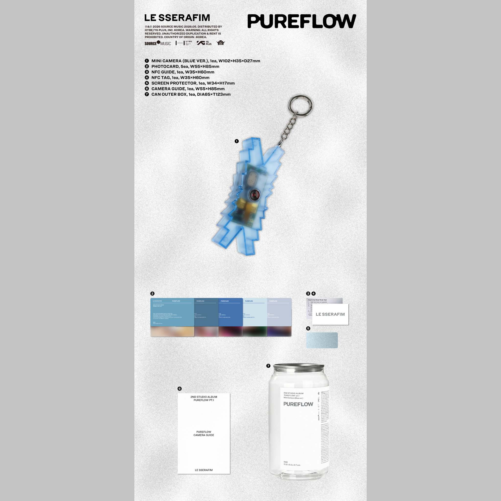 LE SSERAFIM - 2nd Studio Album ‘PUREFLOW’ pt.1 (Mini Camera Ver.) (Blue Ver.)_1