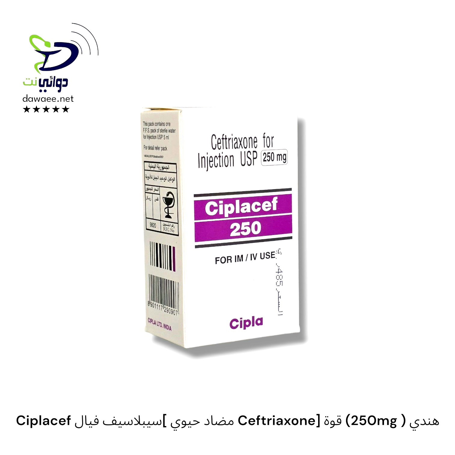 Ciplacef سيبلاسيف فيال[ مضاد حيوي Ceftriaxone] قوة (1000mg+500mg+250mg) هندي_1