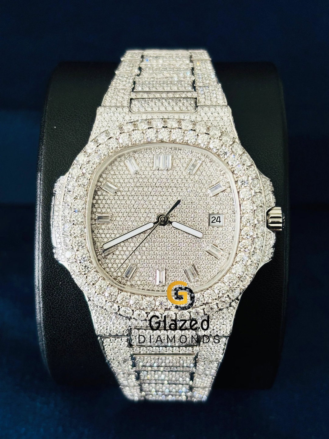 41MM Fully White Tone Moissanite Hip Hop Watch for Men