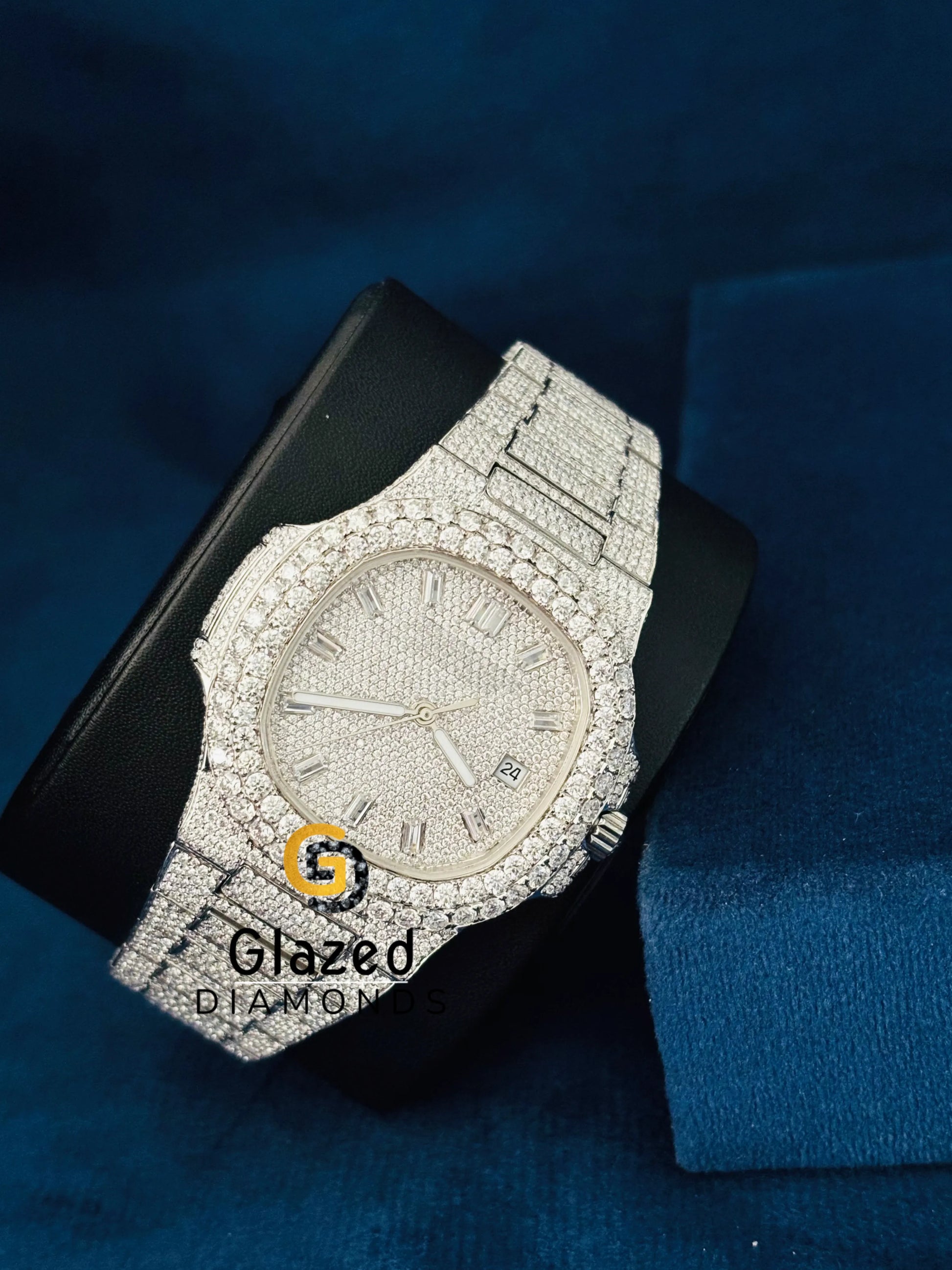41MM Fully White Tone Moissanite Hip Hop Watch for Men_1
