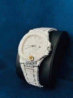 41MM Fully White Tone Moissanite Hip Hop Watch for Men