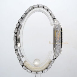 23.35CT Iced Out Round Cut Moissanite Diamond Watch, Fancy Custom Made Skeleton Square Dial Watch, Full Diamond Party Wear Watch For Him