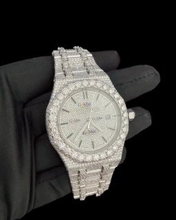 Iced Out Moissanite Automatic Watch, VVS1 Diamond Alternative, Handmade Hip Hop Luxury
