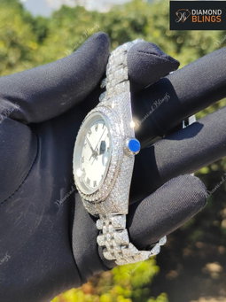 VVS Moissanite Watch, Automatic Bust Down Diamond, Iced Out Mechanical Wristwatch, Luxury Diamond Watch Hip Hop Jewelry For Men