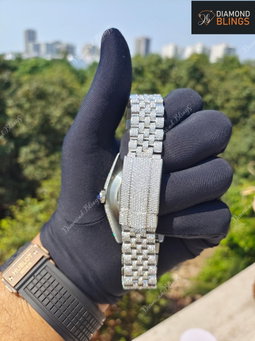 VVS Moissanite Watch, Automatic Bust Down Diamond, Iced Out Mechanical Wristwatch, Luxury Diamond Watch Hip Hop Jewelry For Men