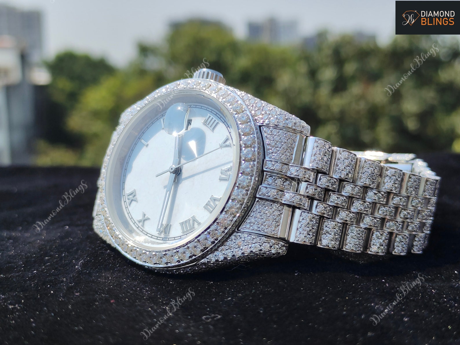 VVS Moissanite Watch, Automatic Bust Down Diamond, Iced Out Mechanical Wristwatch, Luxury Diamond Watch Hip Hop Jewelry For Men_2
