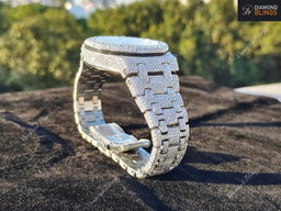 Automatic Bust Down Diamond VVS Moissanite Watch, Men's Iced Out Mechanical Wristwatch, Luxury Diamond Watch Hip Hop Jewelry For Him