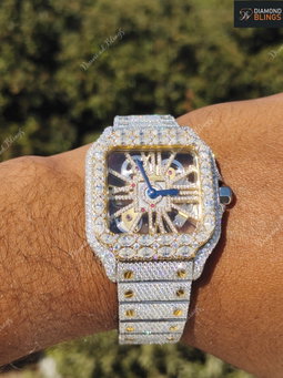 Iced Out VVS Moissanite Diamond Watch, Men's Bust Down Wristwatch, Luxury Diamond Watch For Him, Hip Hop Jewelry For Him