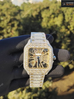 Iced Out VVS Moissanite Diamond Watch, Men's Bust Down Wristwatch, Luxury Diamond Watch For Him, Hip Hop Jewelry For Him