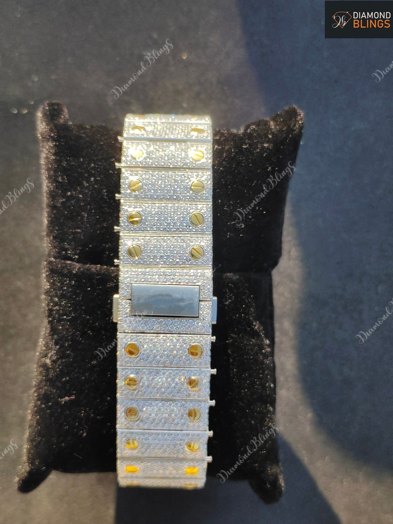Iced Out VVS Moissanite Diamond Watch, Men's Bust Down Wristwatch, Luxury Diamond Watch For Him, Hip Hop Jewelry For Him_7