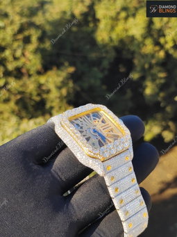 Iced Out VVS Moissanite Diamond Watch, Men's Bust Down Wristwatch, Luxury Diamond Watch For Him, Hip Hop Jewelry For Him