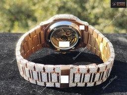 Iced Out VVS Moissanite Watch, White and Gold Automatic Bust Down Diamond, Mechanical Wristwatch, Luxury Diamond Watch Hip Hop Jewelry