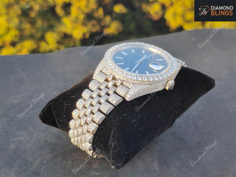 Bust Down VVS Moissanite Diamond Watch, Iced Out Automatic Movement Wrist Watch, Luxury Diamond Watch For Him, Hip Hop Jewelry Unisex_2