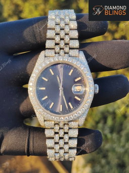 Bust Down VVS Moissanite Diamond Watch, Iced Out Automatic Movement Wrist Watch, Luxury Diamond Watch For Him, Hip Hop Jewelry Unisex