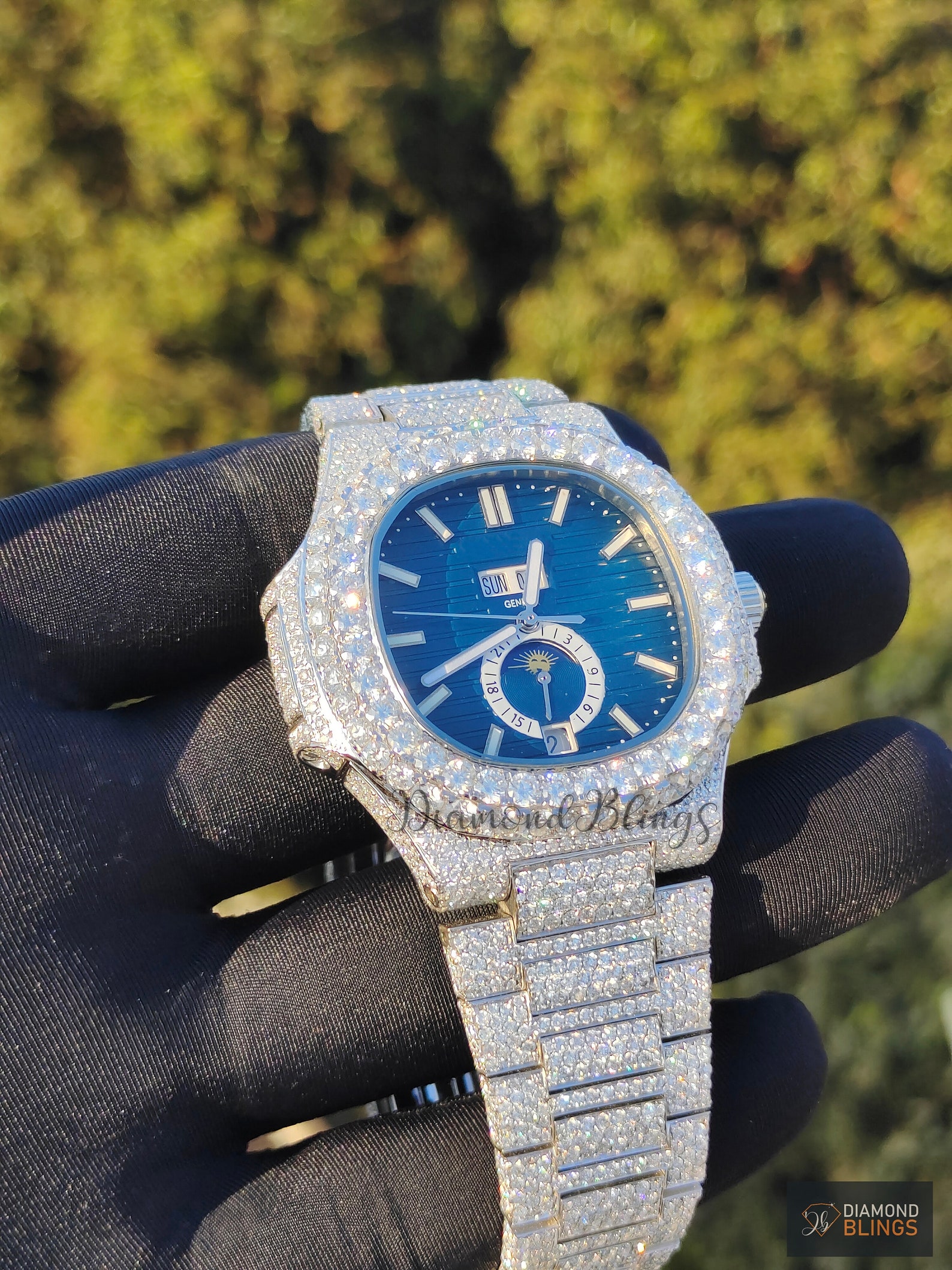 VVS Moissanite Iced Out Diamond Watch, Men's Bust Down Wristwatch, Luxury Diamond Wrist Watch For Him, Hip Hop Jewelry For Him Her Unisex_4