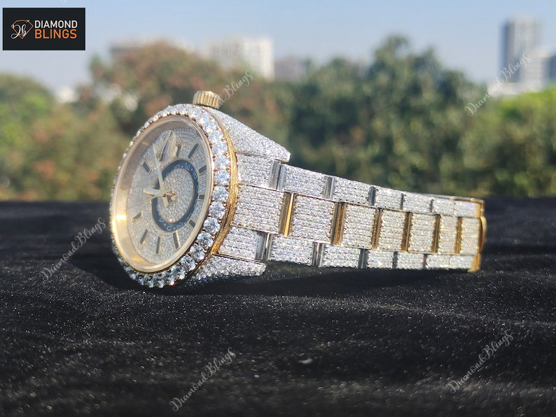 VVS Shiny Luxury Full Iced Out Moissanite Diamond Watch, Bust Down Watch, Icy Full Diamond, Gift For Him Her, Hip Hop Watches_4