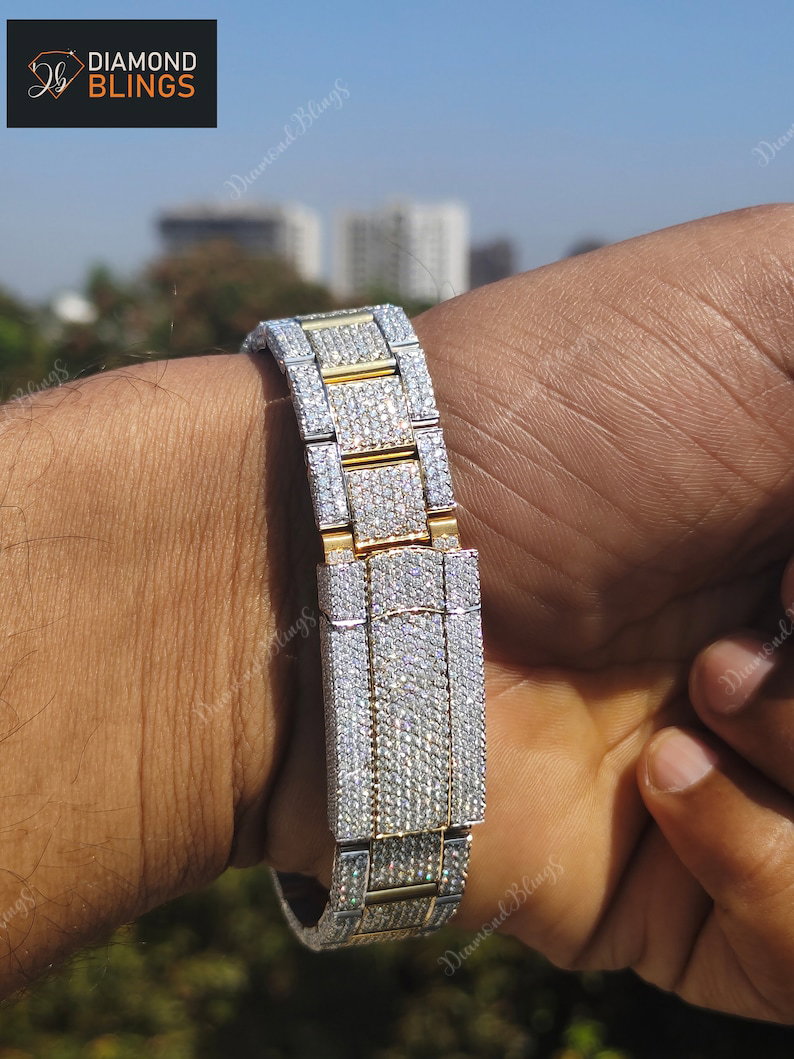 VVS Shiny Luxury Full Iced Out Moissanite Diamond Watch, Bust Down Watch, Icy Full Diamond, Gift For Him Her, Hip Hop Watches_5