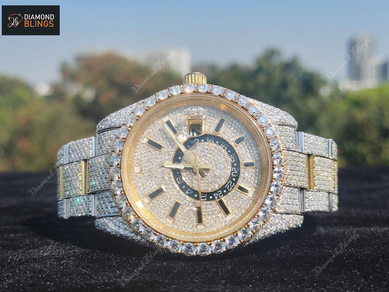 VVS Shiny Luxury Full Iced Out Moissanite Diamond Watch, Bust Down Watch, Icy Full Diamond, Gift For Him Her, Hip Hop Watches_3