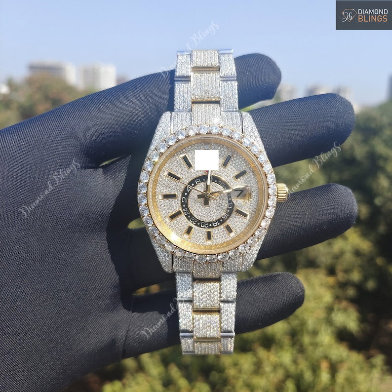 VVS Shiny Luxury Full Iced Out Moissanite Diamond Watch, Bust Down Watch, Icy Full Diamond, Gift For Him Her, Hip Hop Watches_2