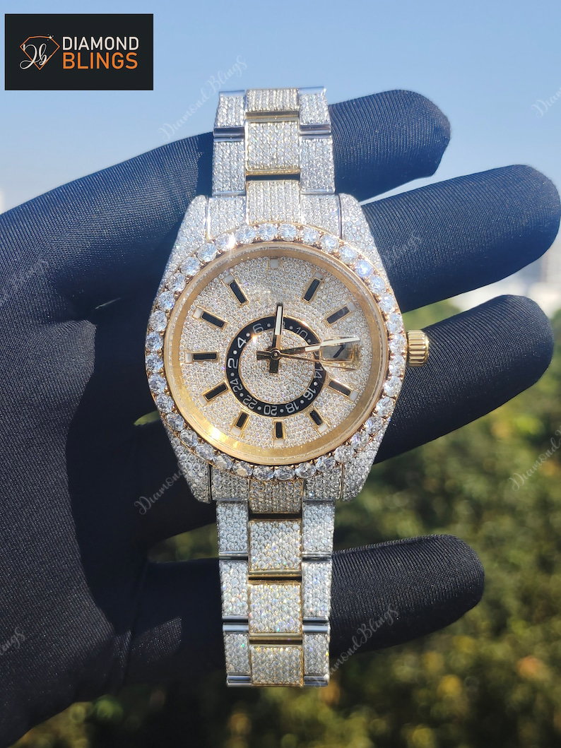 VVS Shiny Luxury Full Iced Out Moissanite Diamond Watch, Bust Down Watch, Icy Full Diamond, Gift For Him Her, Hip Hop Watches