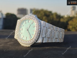 VVS Moissanite Bust Down Diamond Watch, Men's Wristwatch, Personalized Engraved Luxury Diamond Watch For Him, Hip Hop Charm Watch